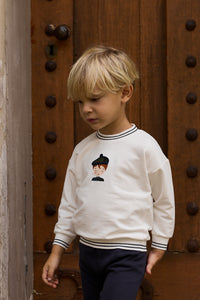 Elys & Co French Terry Scottish Top & Pants - Ivory Navy