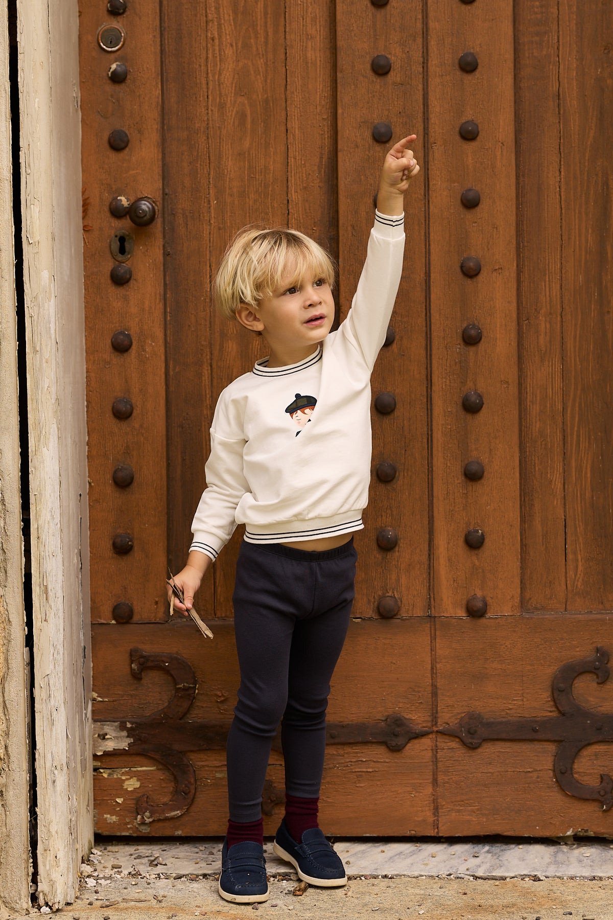 Elys & Co French Terry Scottish Top & Pants - Ivory Navy