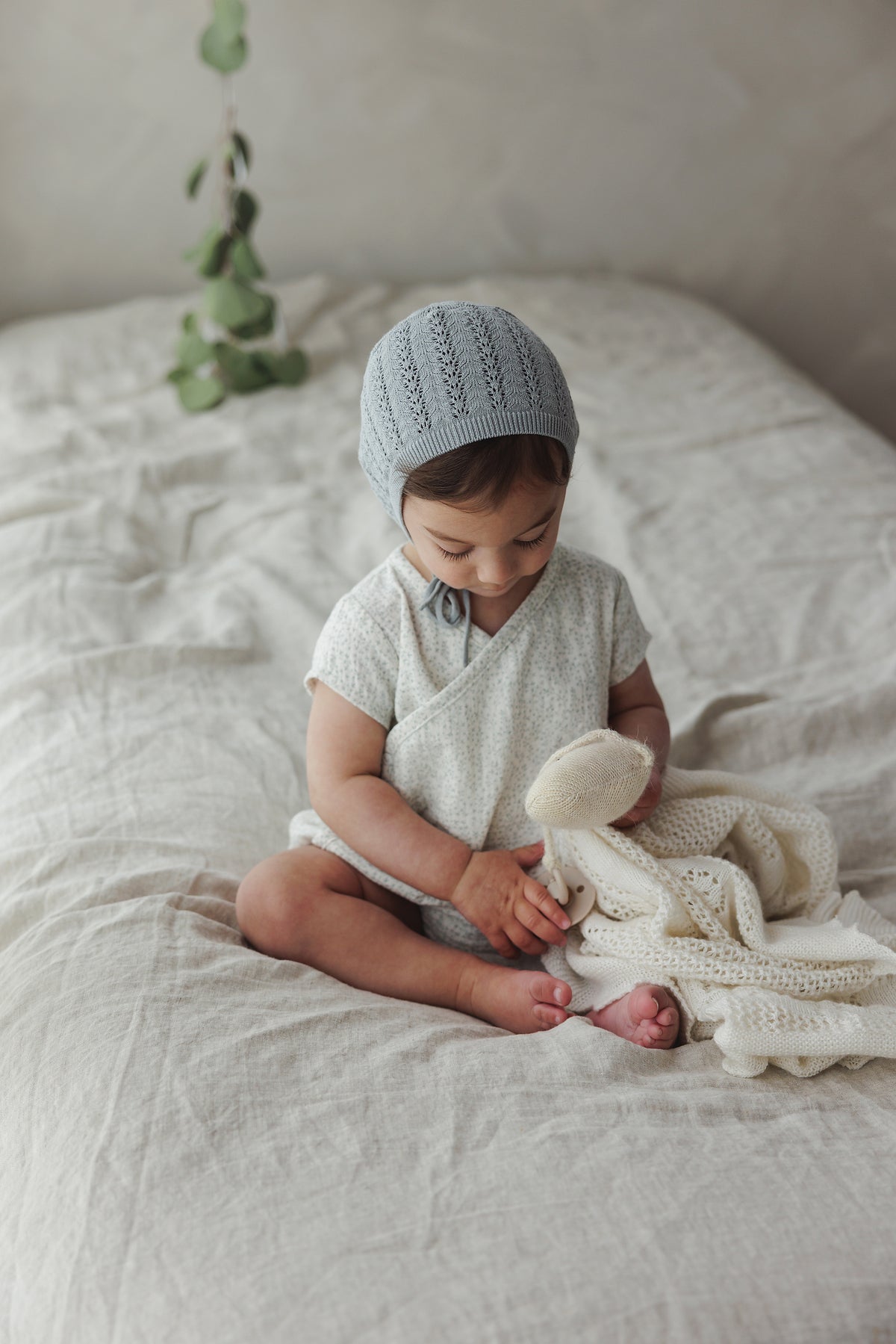 Lilette Leaf Trail Romper - Cream/Blue