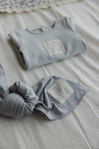 Lilette Graphic Tag Footie & Hat - Pale Blue