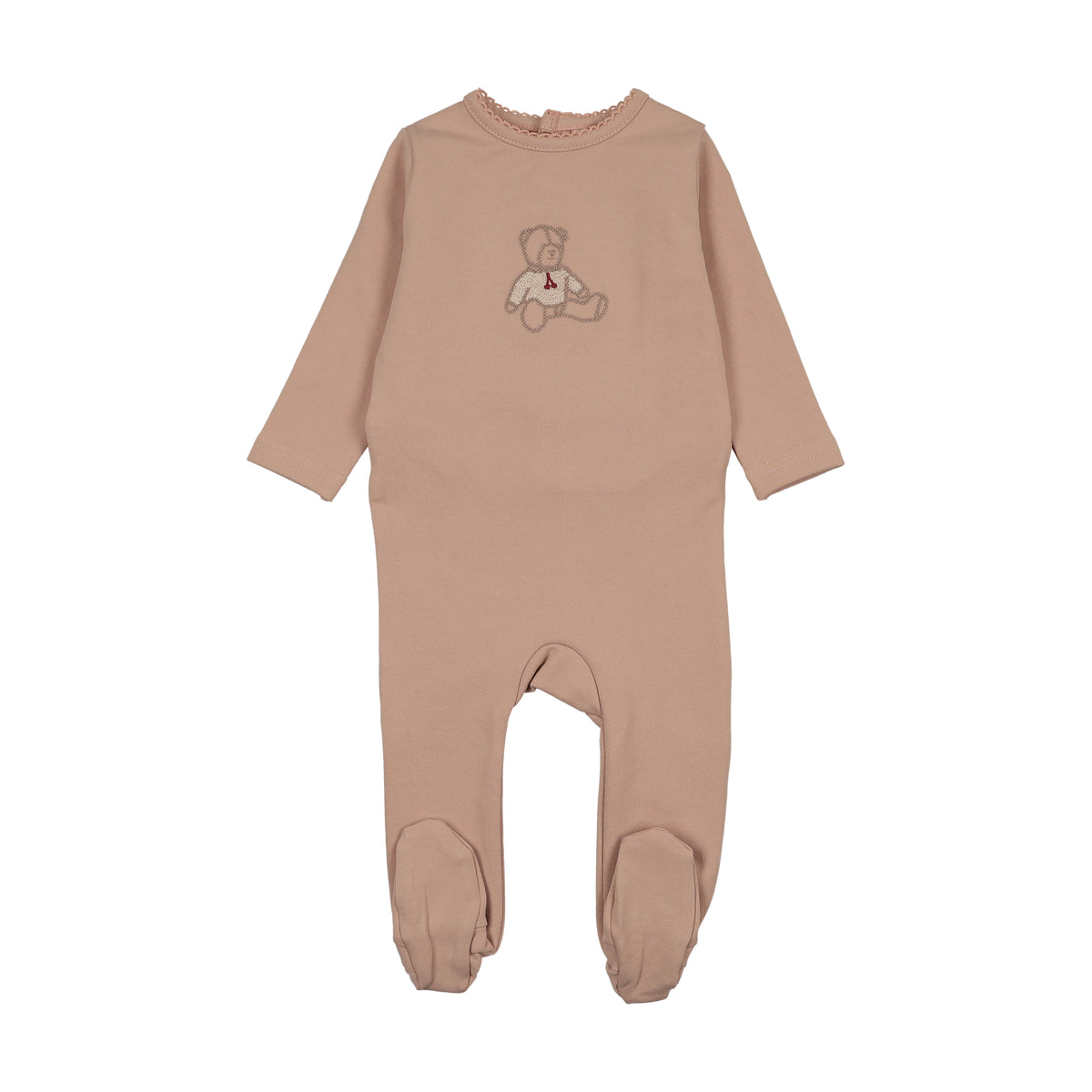 Lilette Sweet Bear Footie - Dusty Pink