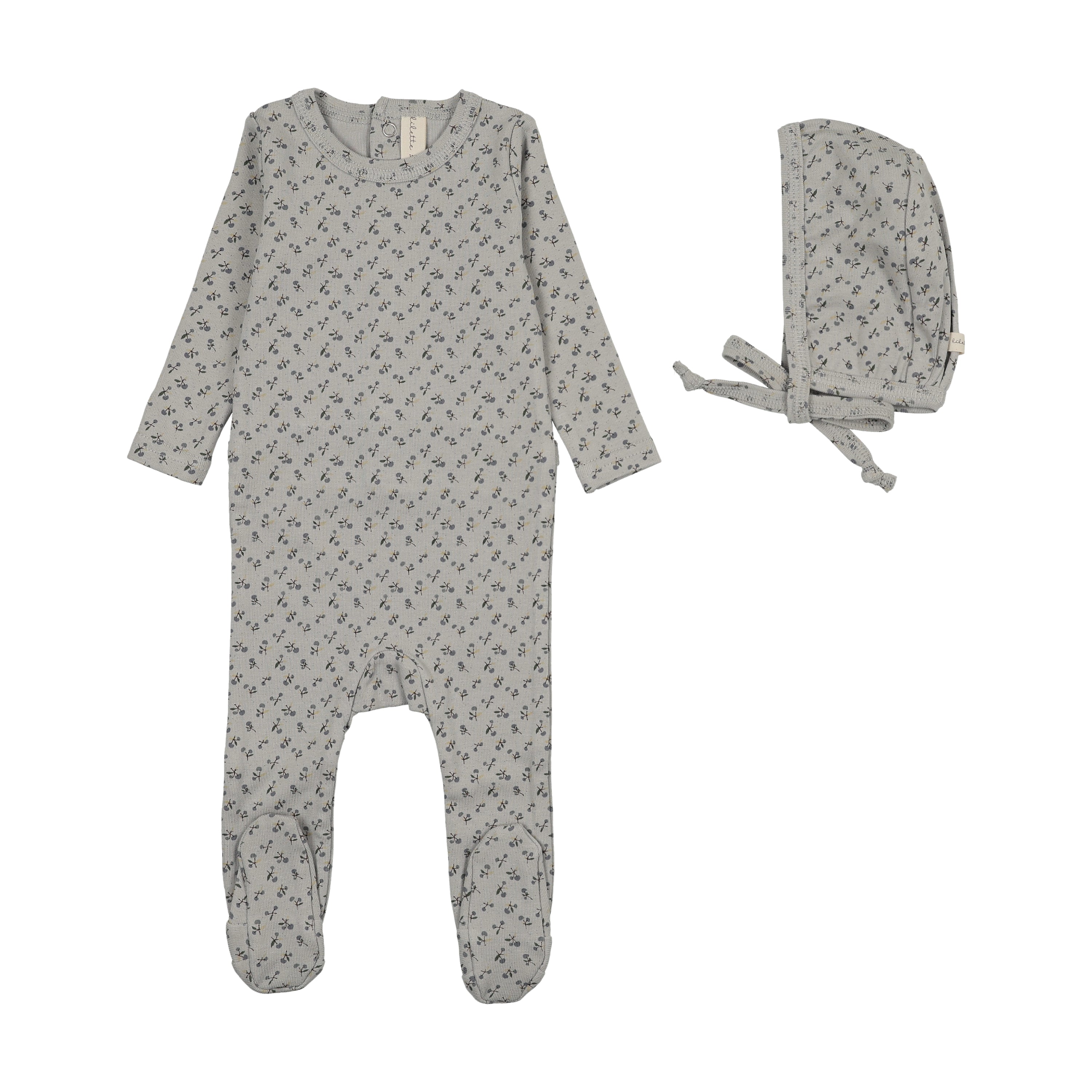 Lilette Cherry Blossom Footie & Hat - Pale Blue