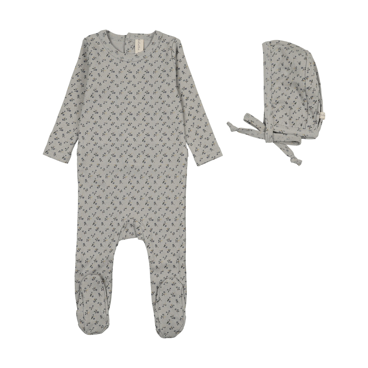 Lilette Cherry Blossom Footie & Hat - Pale Blue