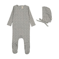 Lilette Cherry Blossom Footie & Hat - Pale Blue