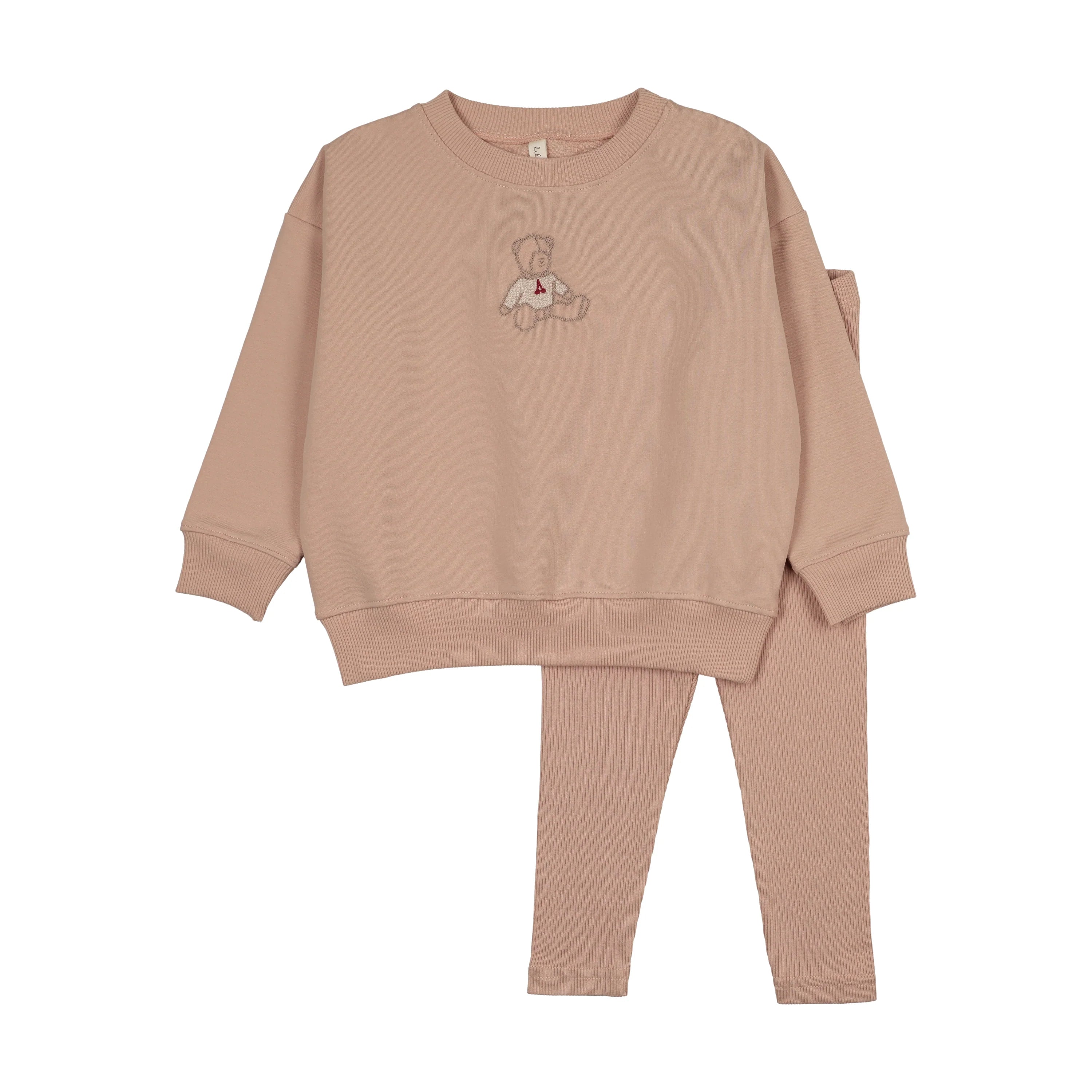 Lilette Sweet Bear Top & Pants - Dusty Pink