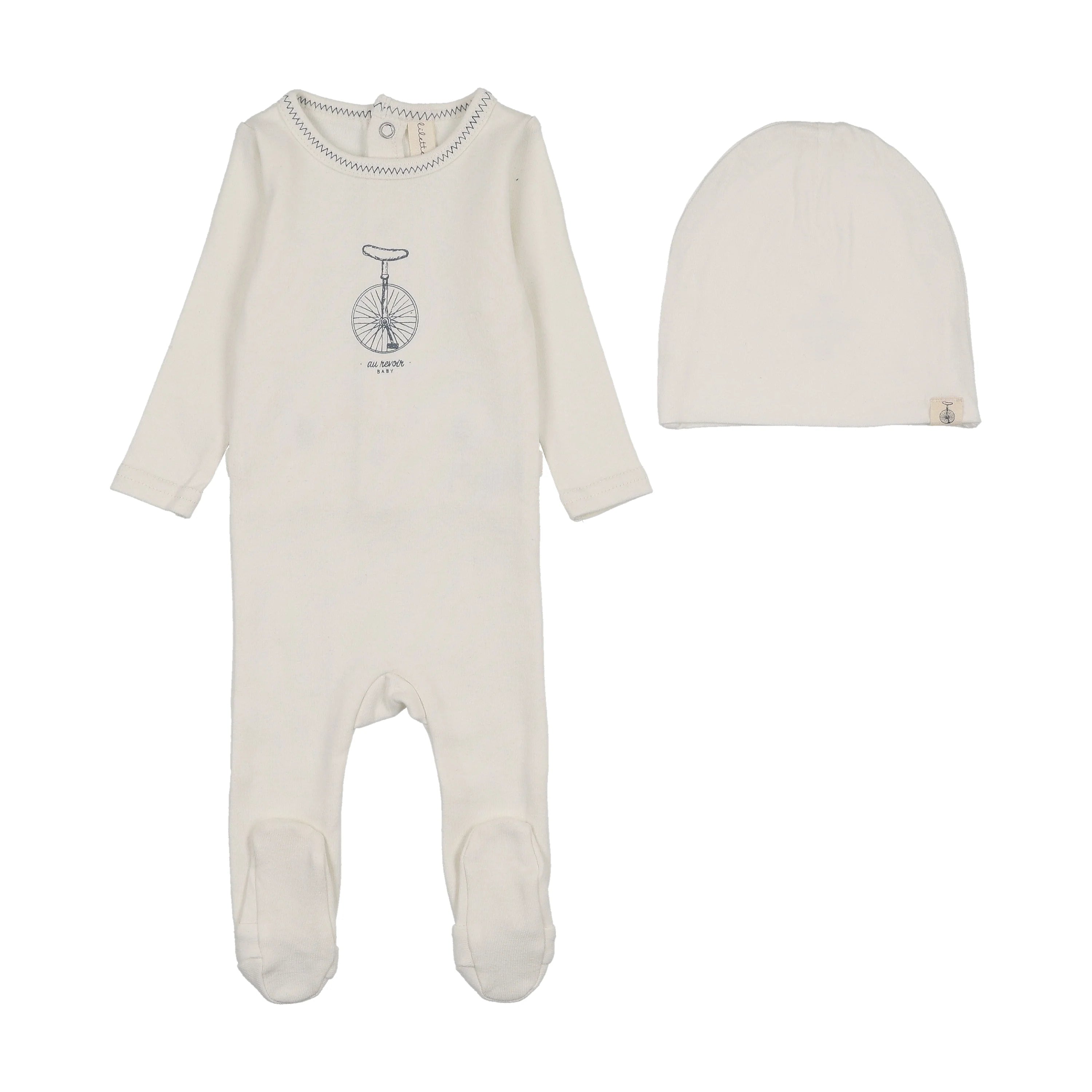 Lilette Bicycle Footie & Hat - Cream