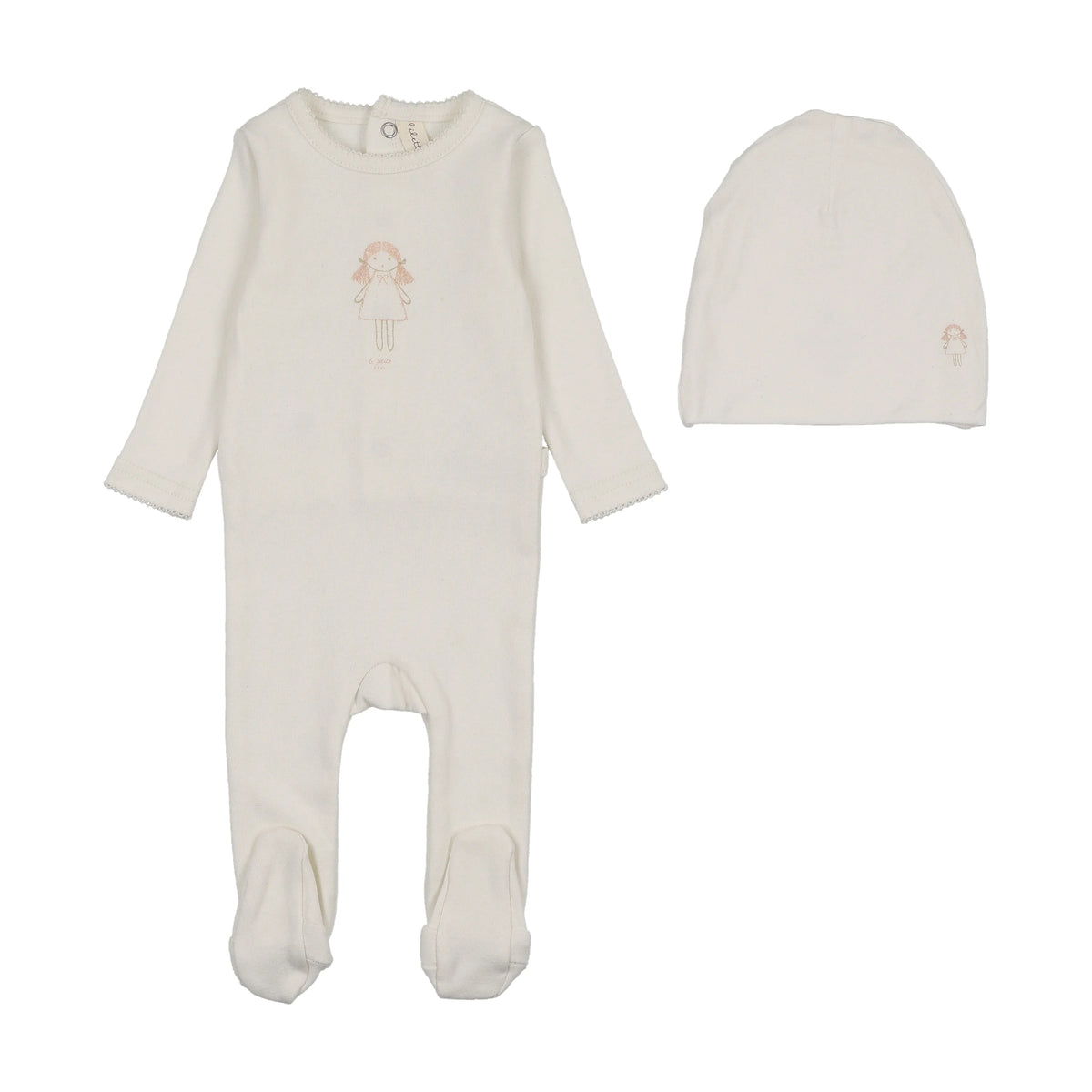 Lilette Molly Dolly Footie & Hat - Cream