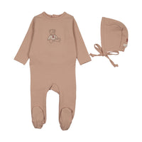 Lilette Sweet Bear Footie & Hat - Dusty Pink