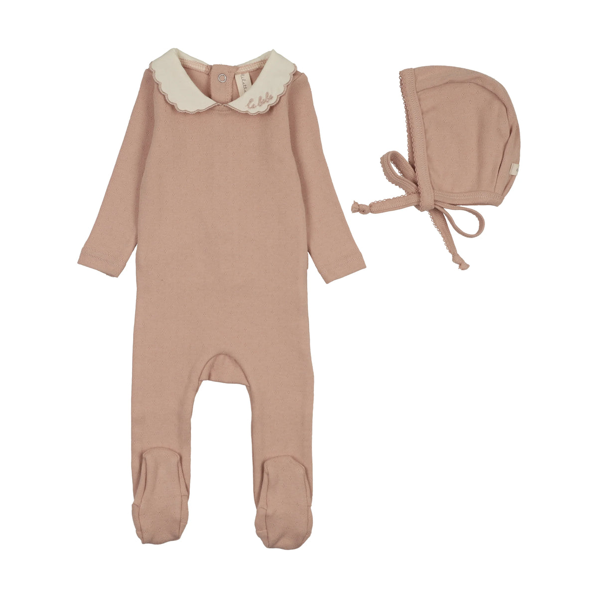 Lilette Le Bebe Pointelle Footie & Hat - Dusty Pink