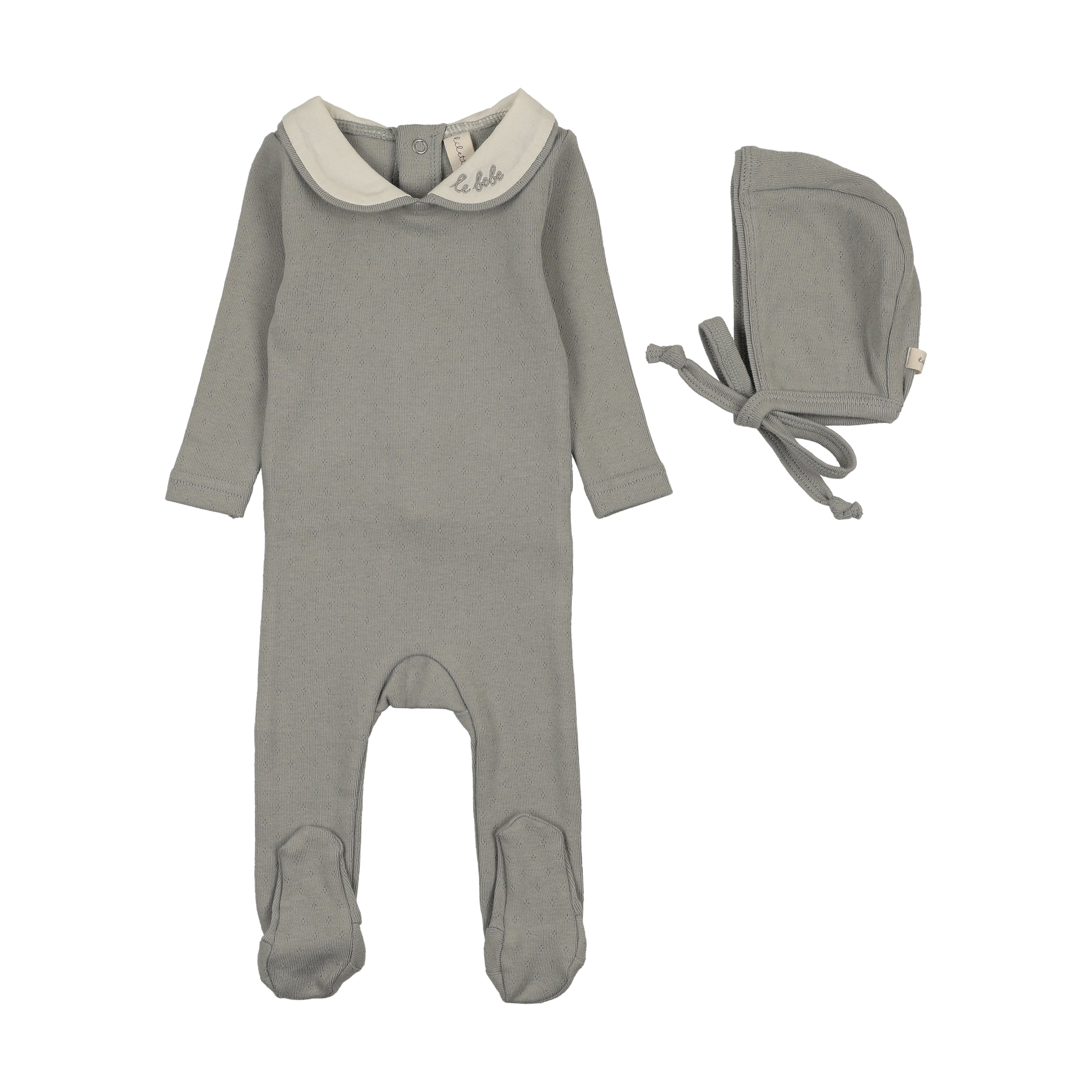 Lilette Le Bebe Pointelle Footie & Hat - Light Blue