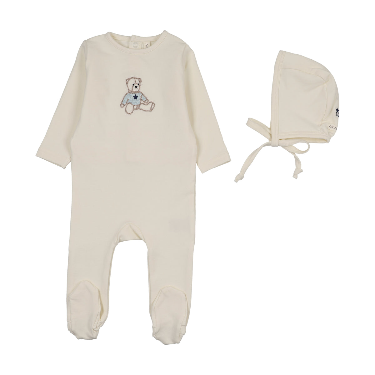 Lilette Sweet Bear Footie & Hat - Blue