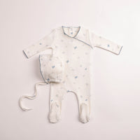 Bee & Dee Little Bouquets Footie & Bonnet - White Boys