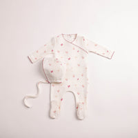 Bee & Dee Little Bouquets Footie & Bonnet - White Girls