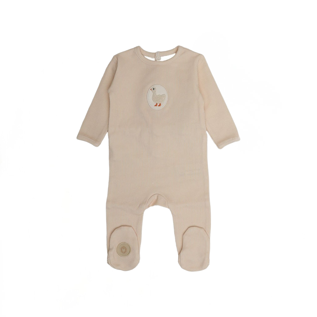 Mon Tresor Little Duckling Footie - Ivory/Pink