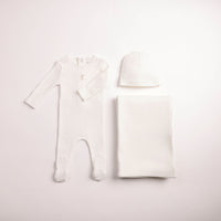 Bee & Dee Wings Pointelle Layette Set - Chalk White Girls