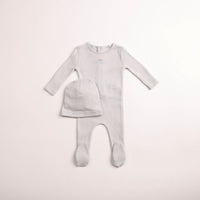 Bee & Dee Wings Pointelle Footie & Beanie - Dusty Blue
