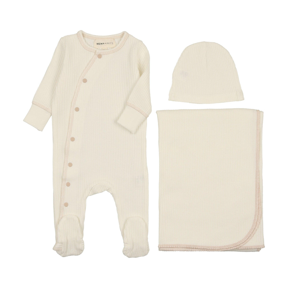 Mema Knits Side Snap Contrast Layette Set SS24