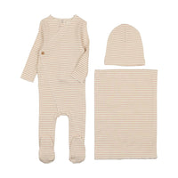 Mema Knits Striped Side Button Layette Set