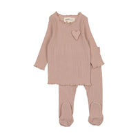 Mema Knits Ribbed Scalloped Long Two Piece Set