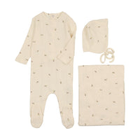 Mema Knits Cherry Pointelle Layette Set