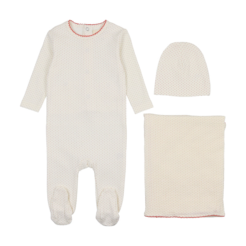 Mema Knits Polka Dot Layette Set