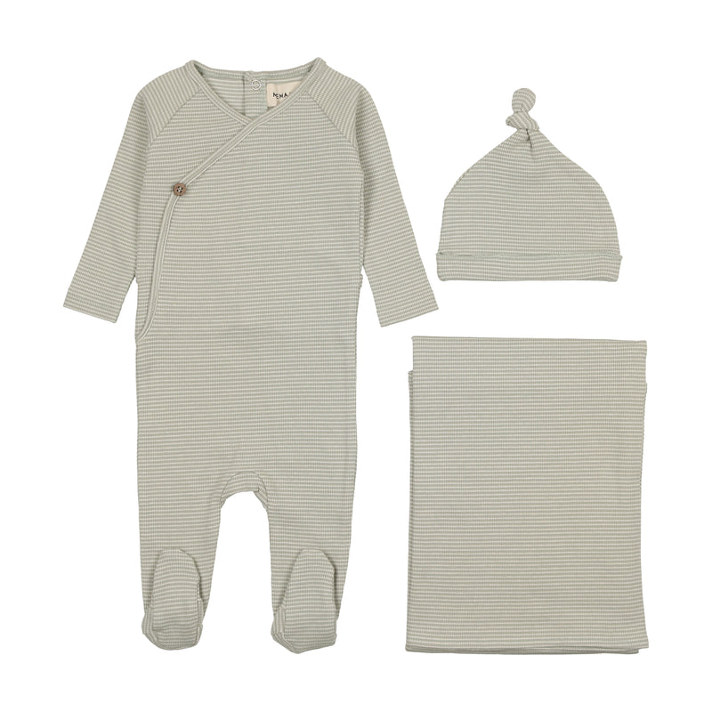 Mema Knits Thin Striped Layette Set