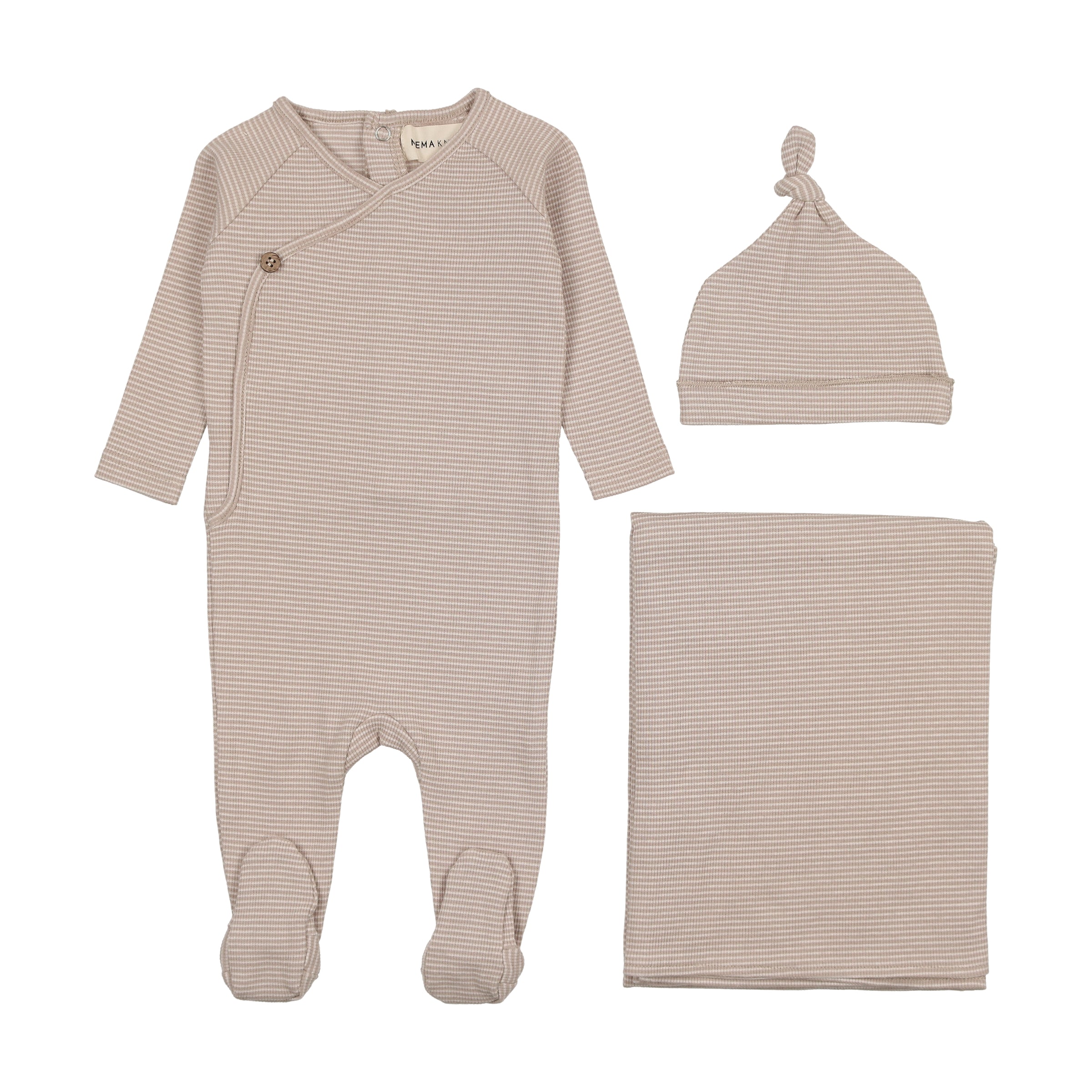 Mema Knits Thin Striped 3PC Set - Peach Dust Mema Knits Thin Striped 3PC Set - Peach Dust