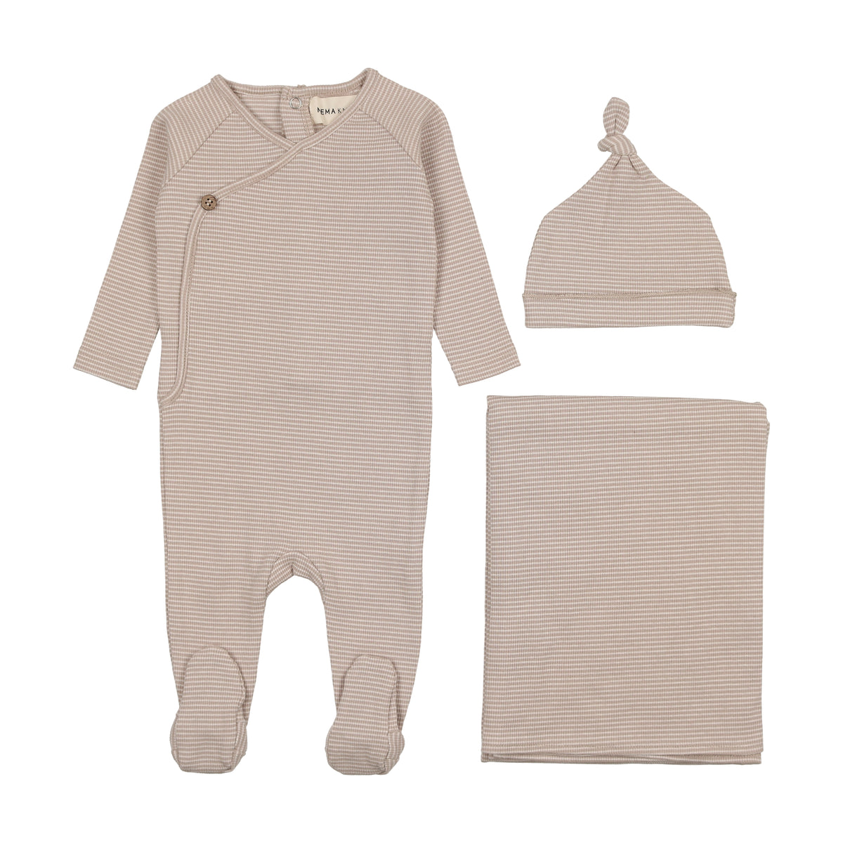 Mema Knits Thin Striped Layette Set