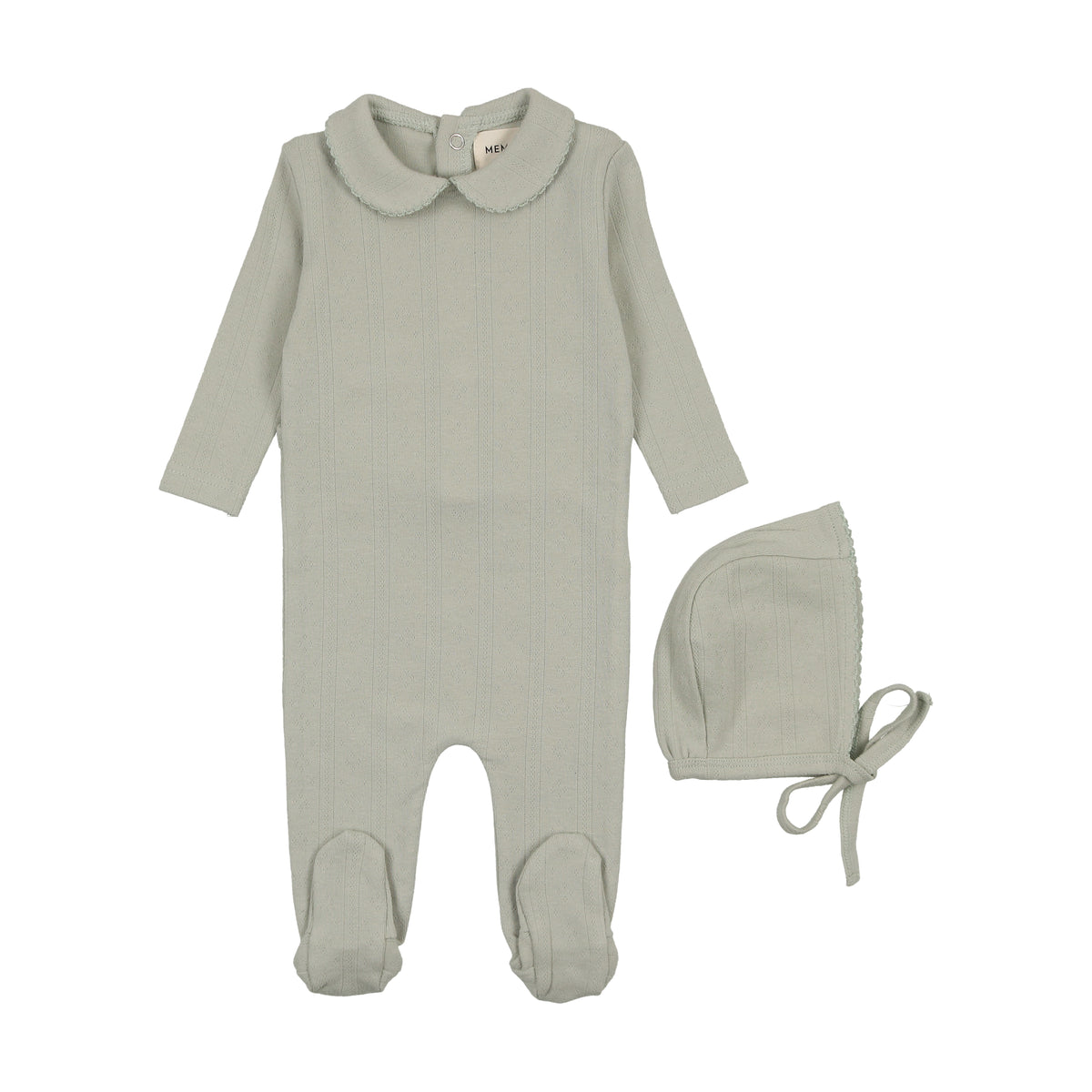 Mema Knits Pointelle Footie & Bonnet SS25