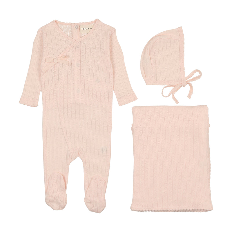 Mema Knits Heart Pointelle Layette Set SS25