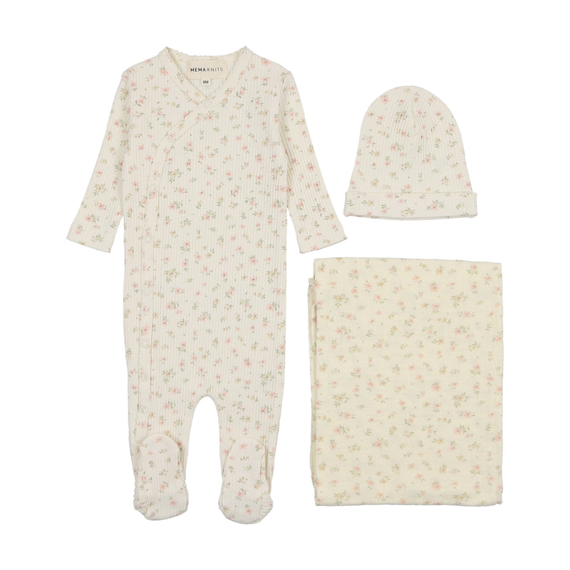 Mema Knits Printed Side Snap Layette Set SS25