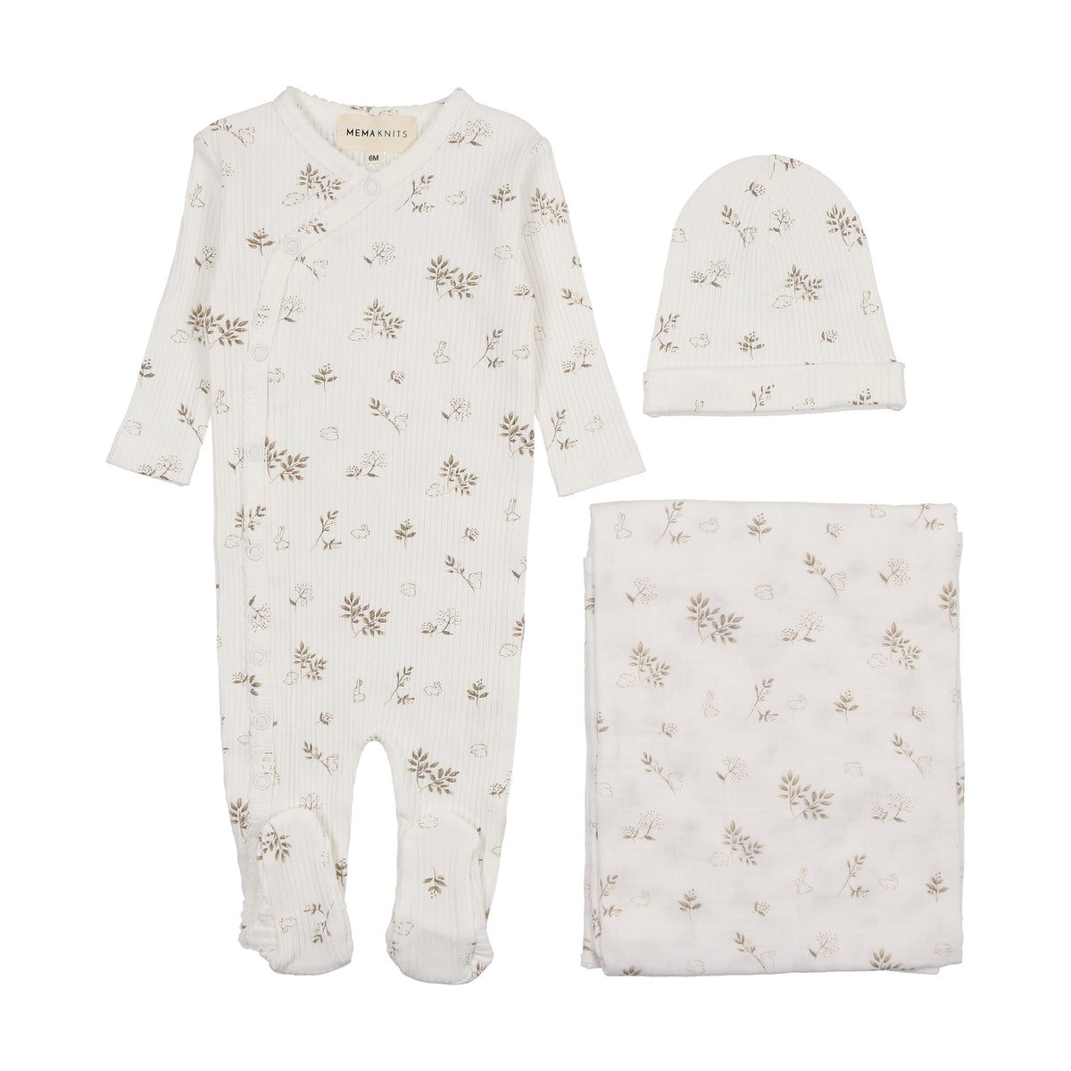 Mema Knits Printed Side Snap Layette Set SS25