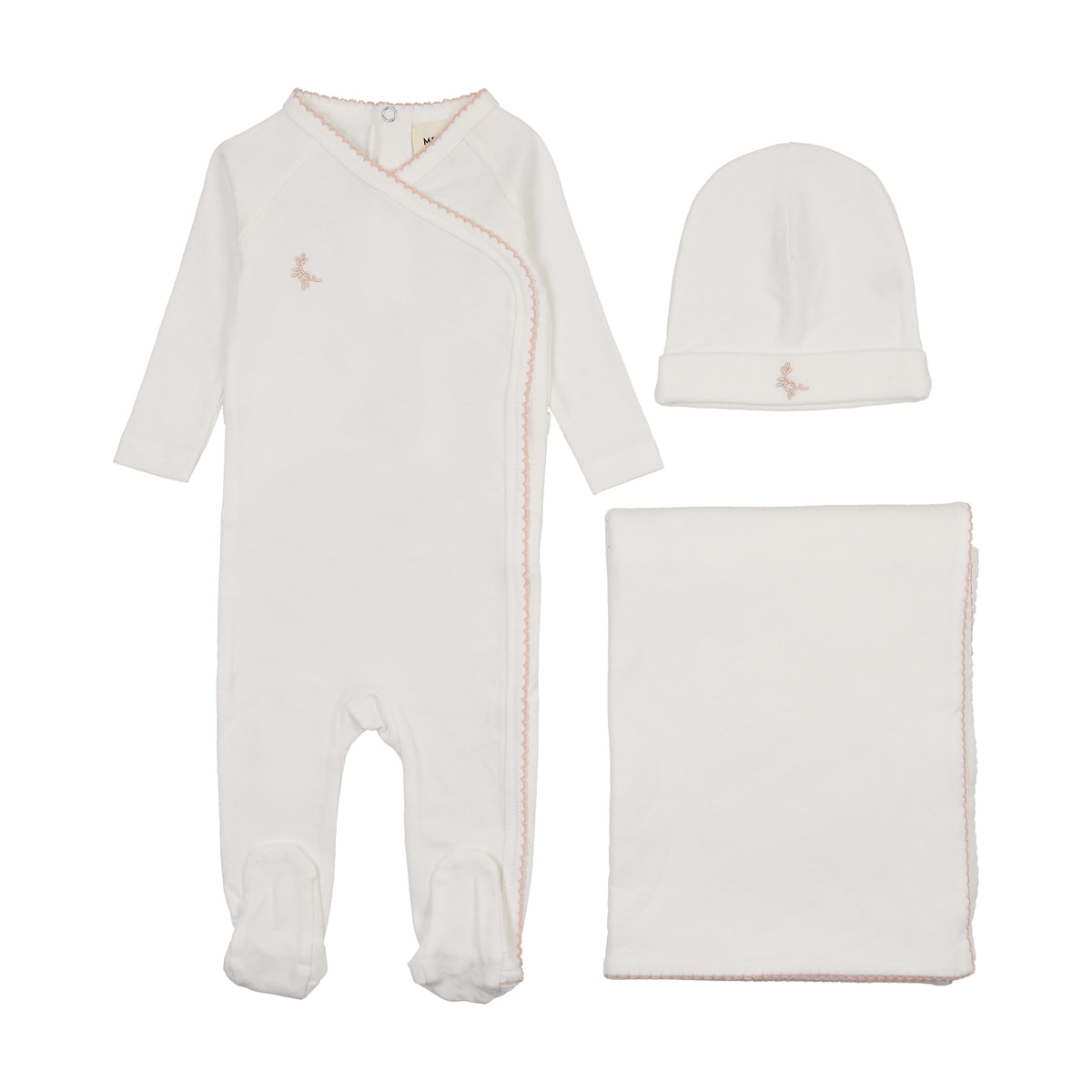 Mema Knits Embroidered Picot Edge Layette Set