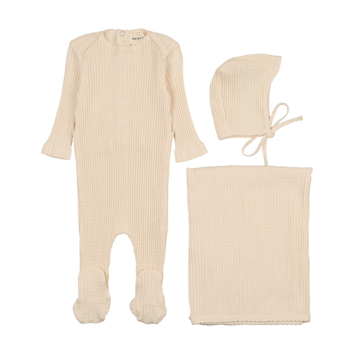 Mema Knits Picot Edge Textured Layette Set