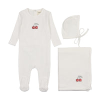 Mema Knits Embroidered Cherry Layette Set