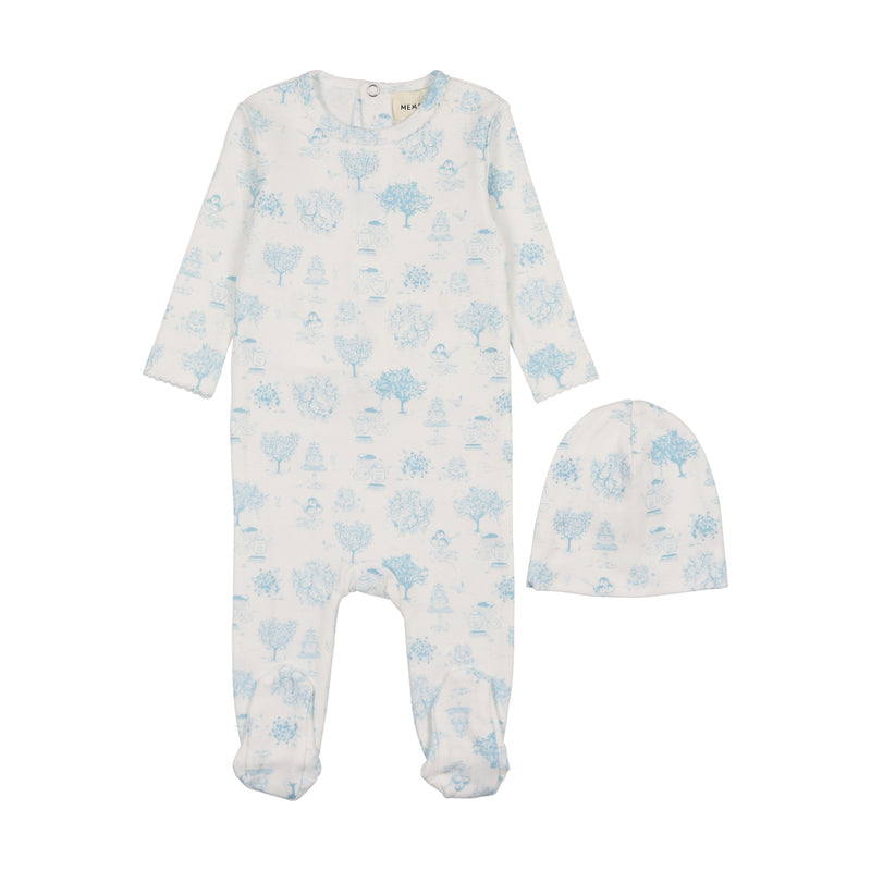 Mema Knits Toile Print Footie & Beanie