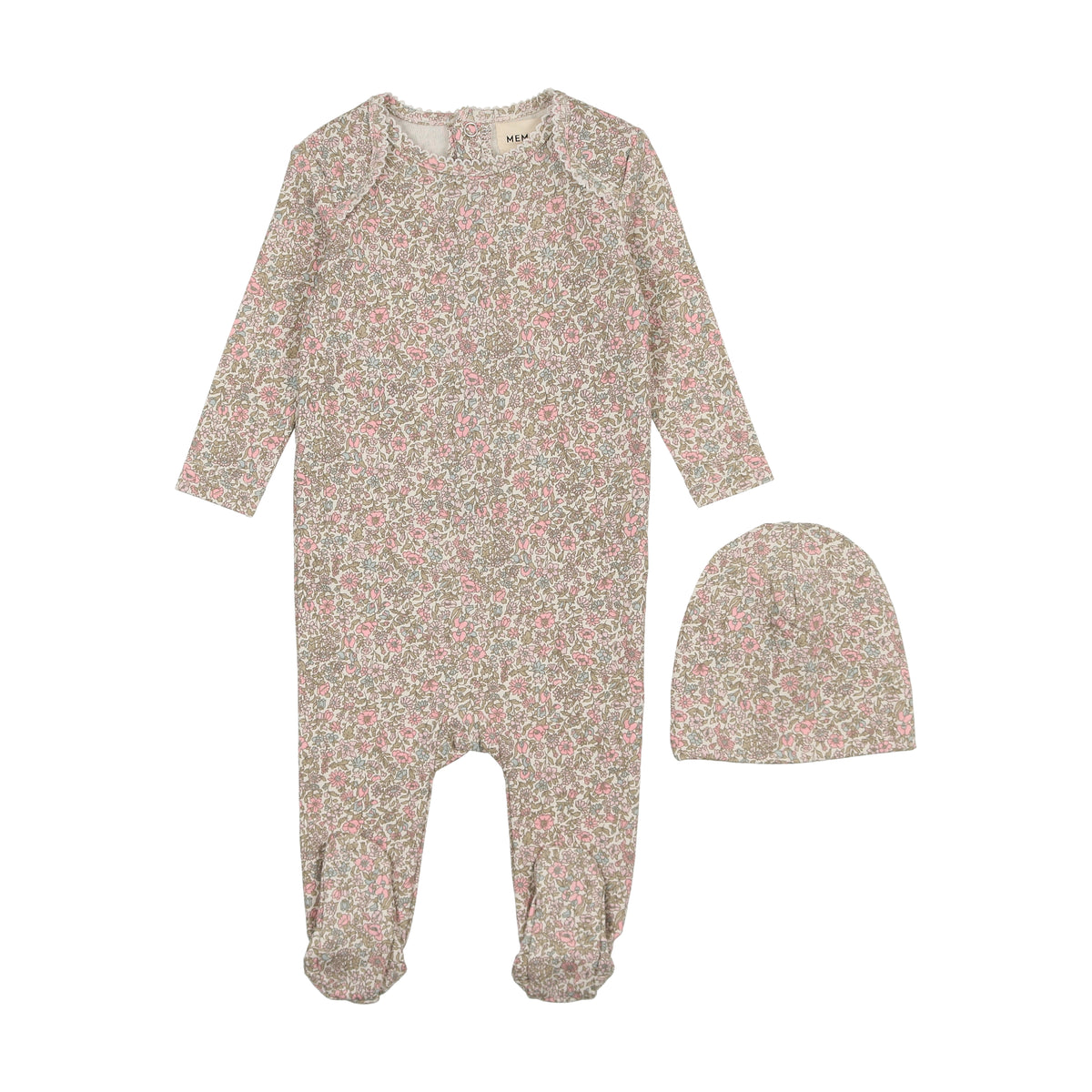 Mema Knits Floral Liberty Print Footie & Beanie