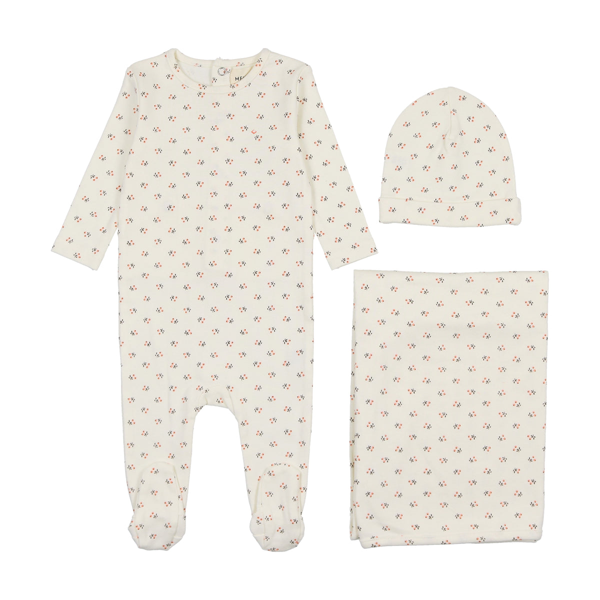 Mema Knits Bud Print Layette Set