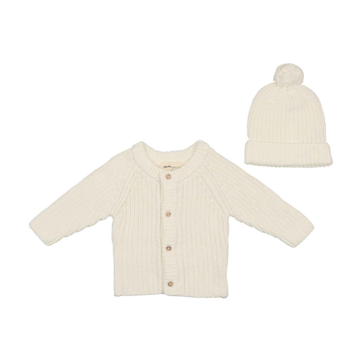 Mema Knits Knit Jacket & Pom-Pom Hat