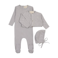 Mema Knits Pointelle Footie, Cardigan & Bonnet Set