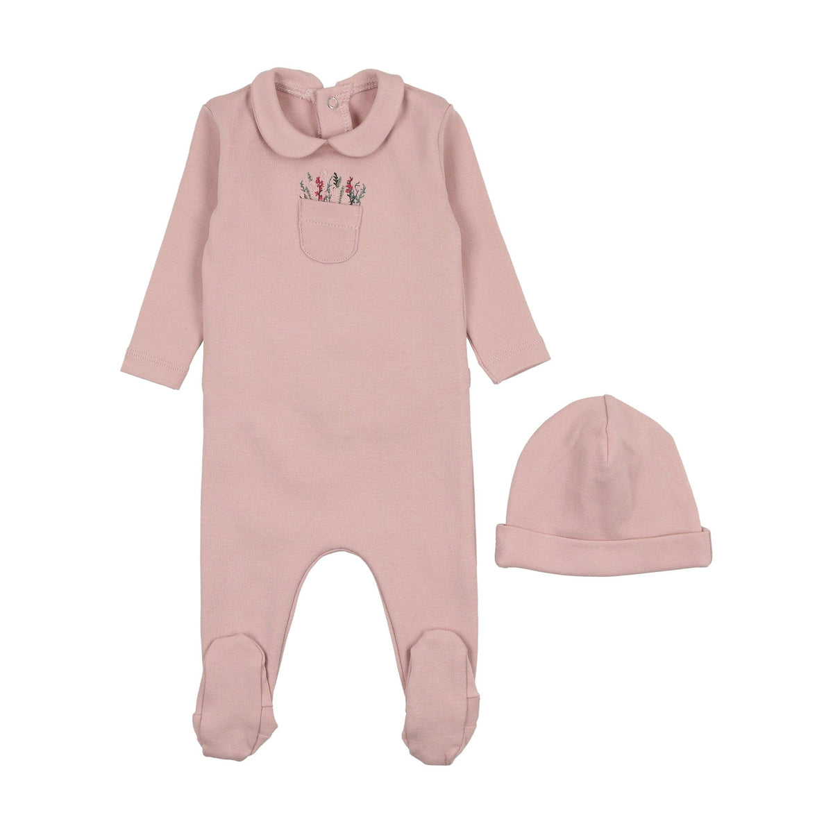 Mabel Embroidered Pocket Footie & Beanie