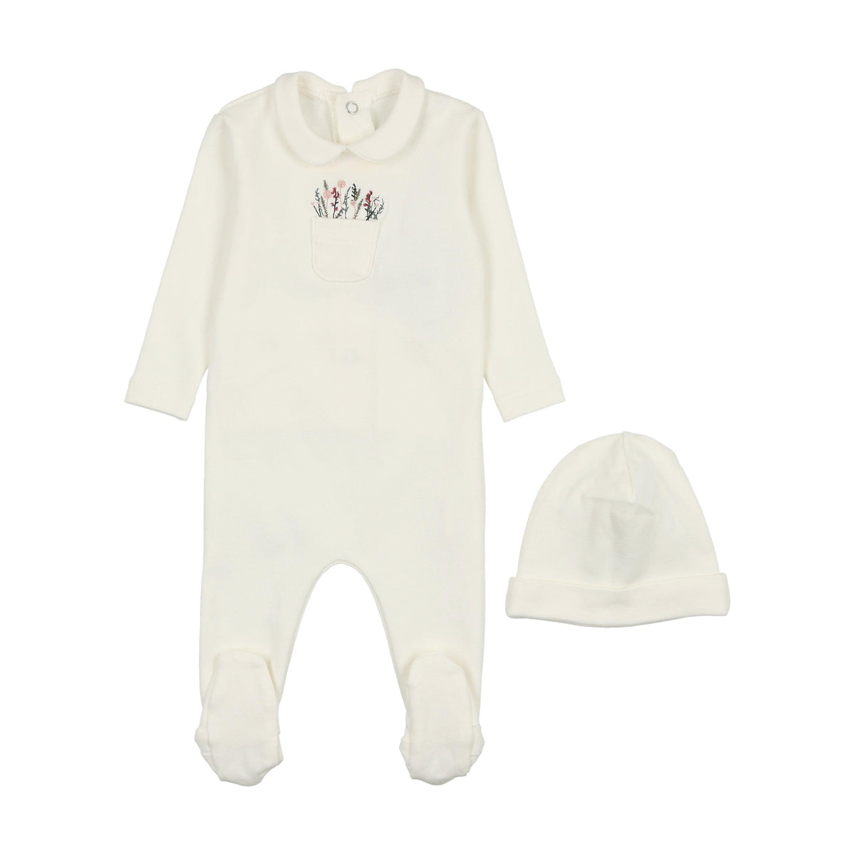 Mabel Embroidered Pocket Footie & Beanie