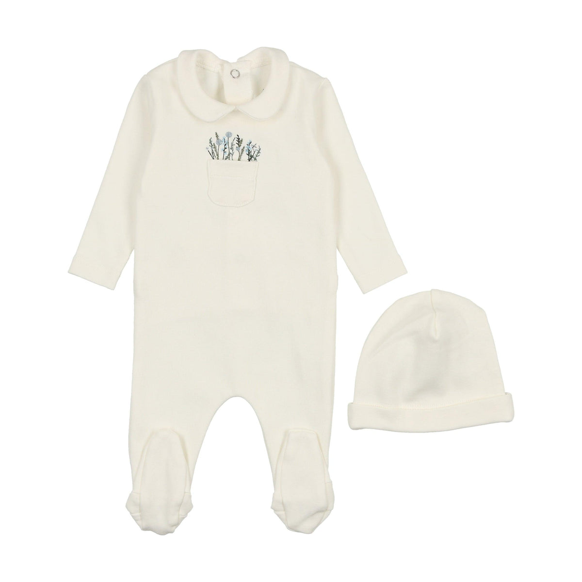 Mabel Embroidered Pocket Footie & Beanie