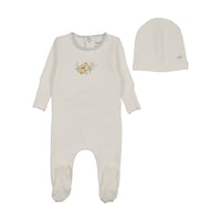 Bee & Dee Mail and Flowers Footie & Beanie - Chalk White Boys