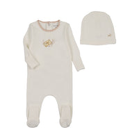 Bee & Dee Mail and Flowers Footie & Beanie - Chalk White Girls