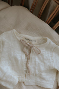 Mema Knits Pointelle Footie, Slub Cardigan & Bonnet - WW