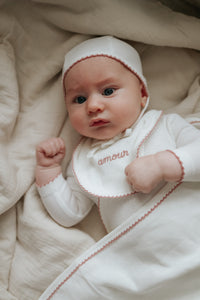 Mema Knits Amour Embroidered Layette Set - WW/Mauve