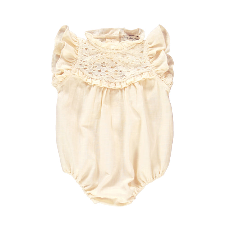 Bebe Organic Milja Pearl Lined Lace Romper