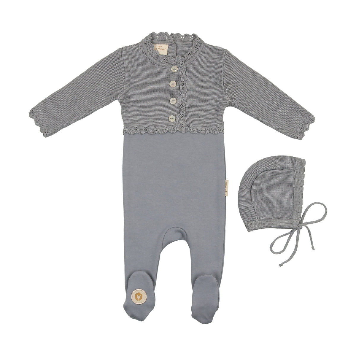 Mon Tresor Mock Footie, Cardigan & Hat Set