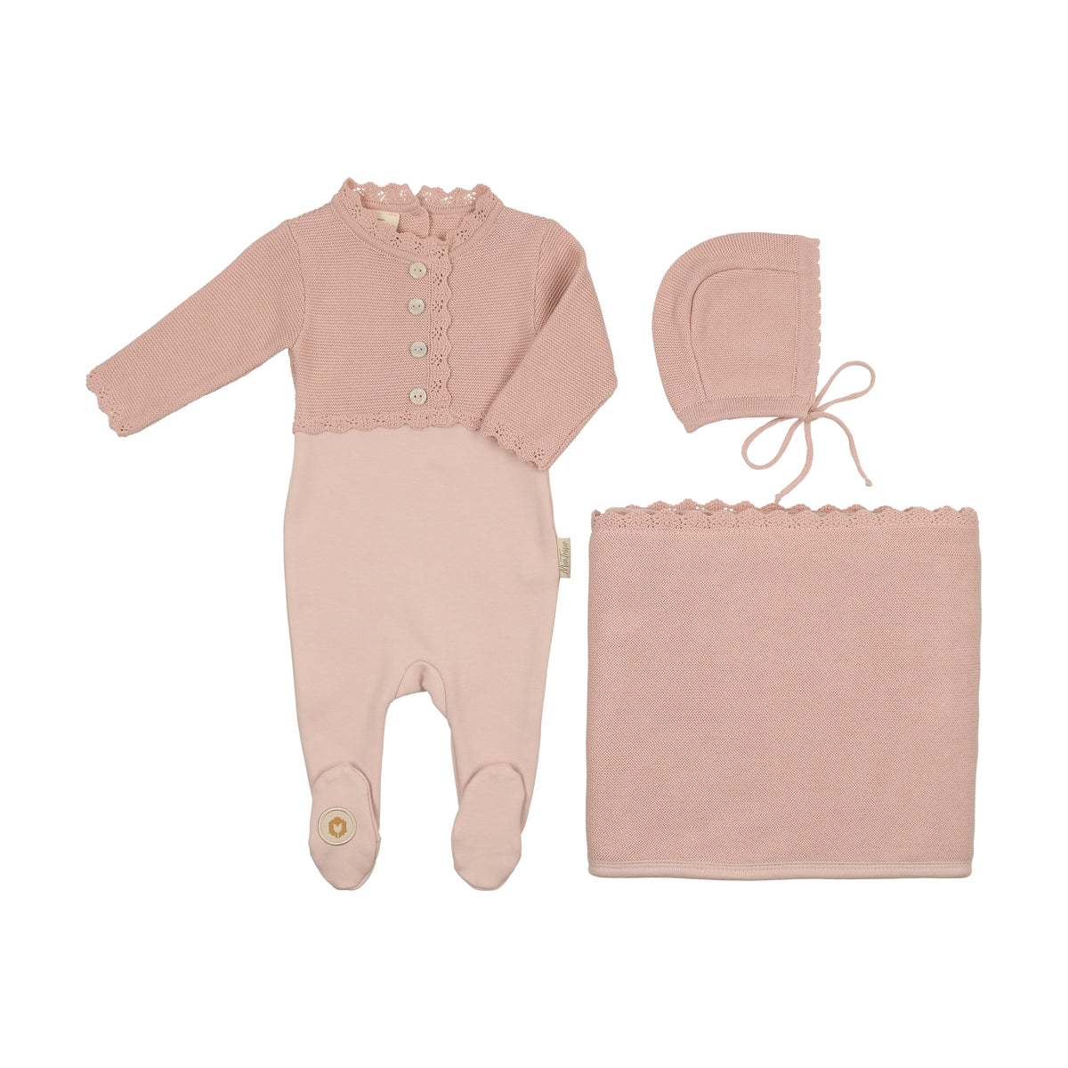 Mon Tresor Mock Footie, Cardigan & Hat Layette Set